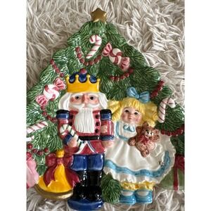 Vintage Fitz and Floyd 1992 Nutcracker Clara Christmas Tree Ceramic Tray
